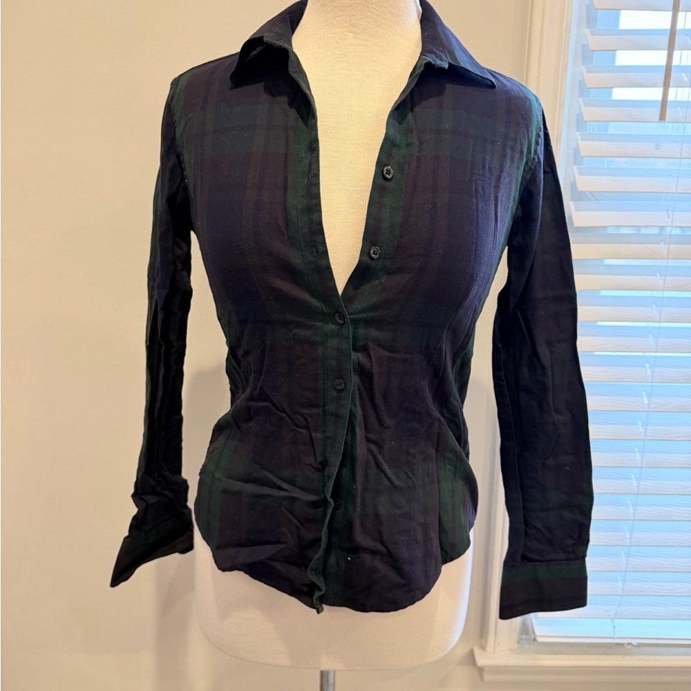 Brooks Brothers Blue and Green Plaid Button-Down Shirt
